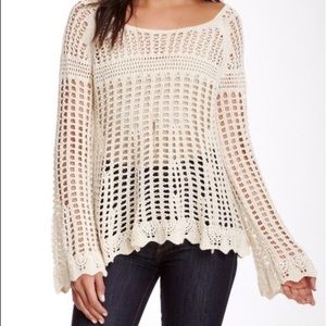 Free People | Crochet Bell Sleeve Sweater | Size S